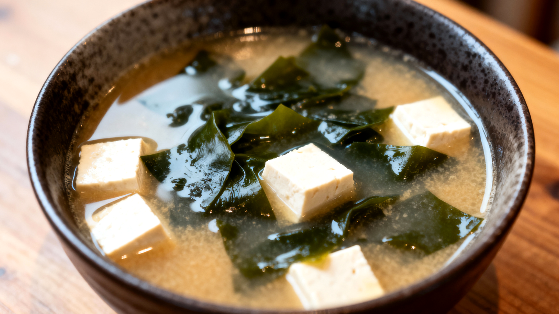 Zuppa di miso con alghe wakame e tofu"
